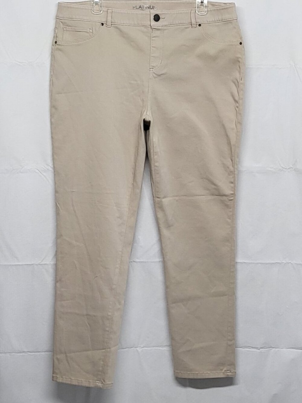 Chicos Platinum Pants Pull On Womens 3 ( XL ) Comfort Stretch Straight Leg